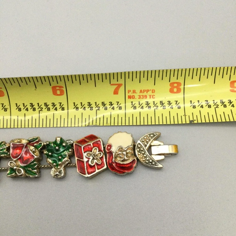 Jennie B Womens Watch 24mm Gold Tone Christmas Charms New Battery 7.75